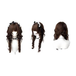 Perruque longue bouclée Little Bear Nana avec frange latérale, en fibre Kanekalon, sans colle, couvre-tête complet pour filles, style Sweet Lolita - Product Image 2