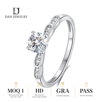 Bague de promesse en argent sterling avec moissanite ronde qui passe le test de vérification, prête à être expédiée, fournisseur de bijoux en gros