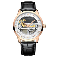 Montre mécanique automatique squelette de luxe pour homme Tianbo, bracelet en cuir, tendance sportive, aiguille de 20 mm