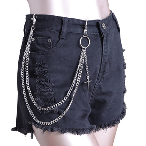 Double Layer Metal Waist <b>Chain</b> With <b>Cross</b> Pendant Unisex Hip Hop Accessory For Women's Skirts - Product Image 6