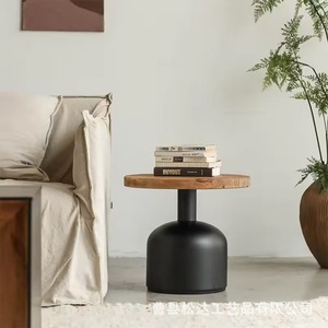 Custom-made cream-colored <b>small</b> <b>round</b> wooden coffee <b>table</b> for bedroom, living room, <b>small</b> apartment, sofa <b>side</b> <b>table</b>, tea - Product Image 4