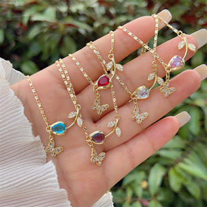 Collar con colgante de tulipán de diamante amarillo rosado de joyería de acero inoxidable chapado en oro de moda para mujer SongYi - Product Image 1