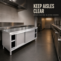 Table de préparation en acier inoxydable sur mesure pour cuisine commerciale de restaurant avec armoire de rangement coulissante simple et double