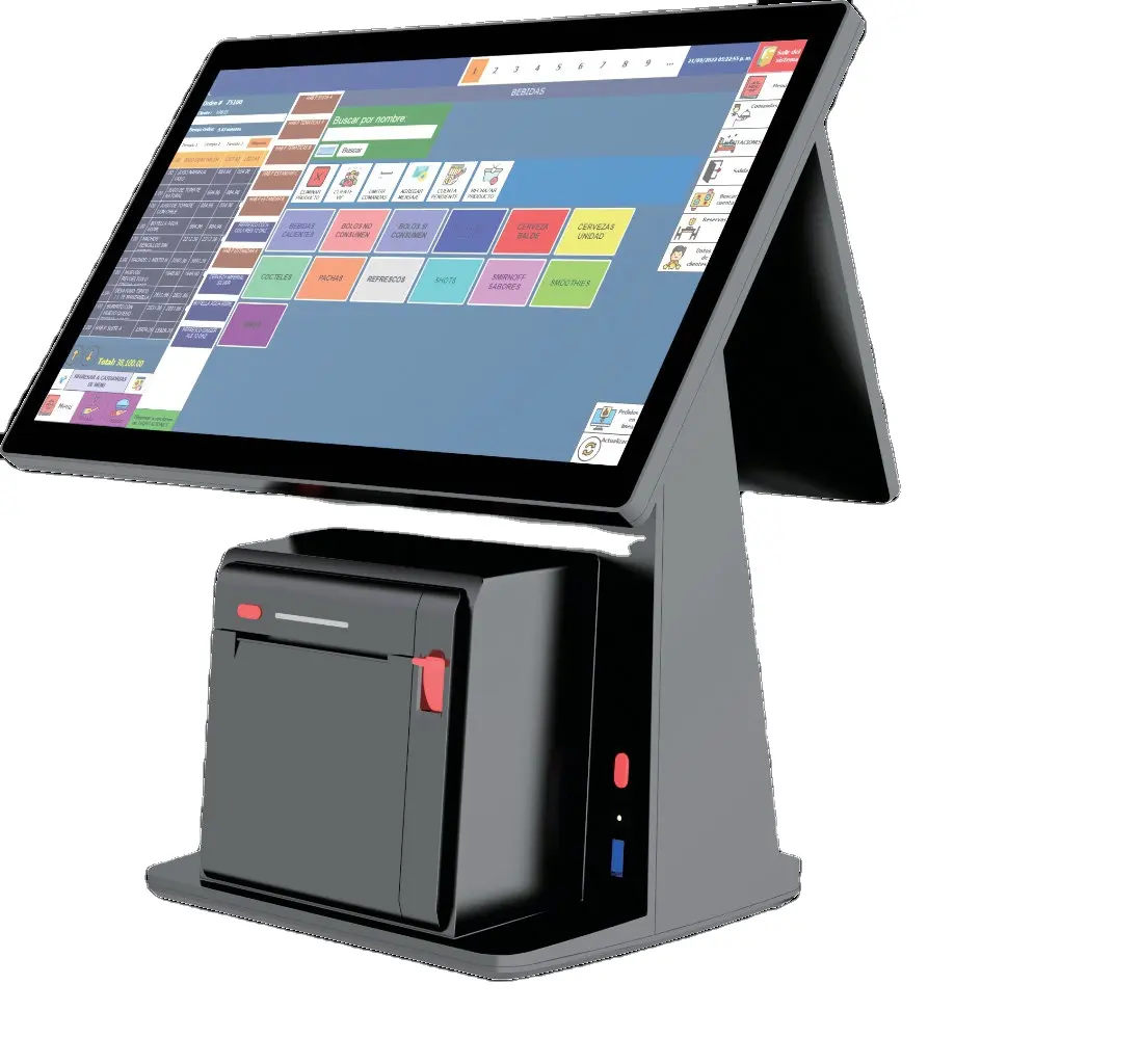 Écran tactile de 14.1 pouces tout en un système de point de vente Windows intégré dans un écran tactile d'imprimante de 80mm POS