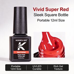 Esmalte de Uñas en <span class=keywords><strong>Gel</strong></span> UV Super Rojo <span class=keywords><strong>KODIES</strong></span> <span class=keywords><strong>GEL</strong></span> 15ml, Diseño Francés de Lujo, Ecológico, No Tóxico, en Caja de Cartón Kraft de 10cm Personalizada - Product Image 3