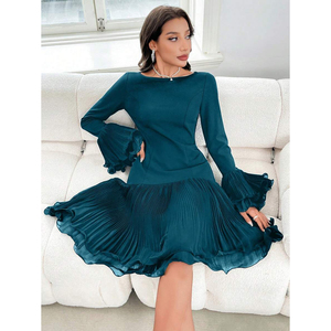 Vestido de Noche Elegante y Moderno con Cintura Alta, Estilo Casual, para Primavera/Verano, con Mangas Acampanadas, Diseño Personalizado OEM/ODM - Product Image 2