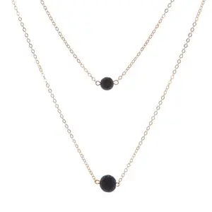 Simple Design Double Layers Essential Oil Aromatherapy Nature Bead Lava Stone Diffuser Necklace