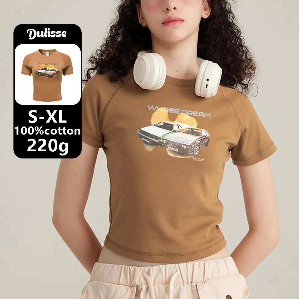 Summer Custom Print High Quality White Y2k Baseball Baby Tee Women's T-Shirts Knitted Crop Top