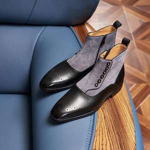 Zapatos formales de negocios británicos hechos a mano, retro, de verano, con punta cuadrada para hombre, zapatos de cuero transpirables y antideslizantes - Product Image 6