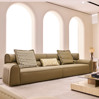 Canapé modulaire sectionnel moderne en cuir véritable 3 places de taille moyenne avec pieds en acier inoxydable pour salon - Design durable