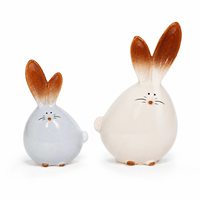Ensemble de figurines de lapin en céramique, 2 statues de lapin en forme d'œuf peintes à la main, décoration minimaliste nordique pour la maison, ornement de table, cadeau de Pâques