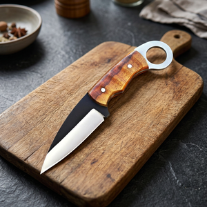 Couteau de survie et de camping haut de gamme, forgé à la main, en acier Damas et bois de rose, pointe tombante, ultra-affûté, avec trou pour le pouce, personnalisable OEM - Product Image 4