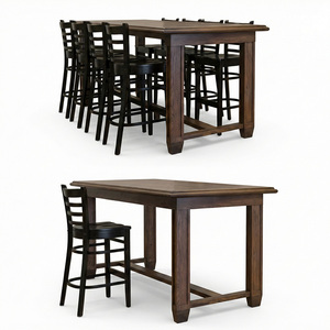 Juego de Mesa Alta y Taburetes de Bar Modernos de Madera Maciza con Respaldo de Escalera y Tapicería Ignífuga para Restaurantes Comerciales, Pubs, Boutiques y Hoteles - Product Image 4
