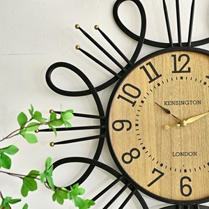 HOME Art Deco Rustic Still Life Hanging Quartz Needle Wall Decor <b>Clock</b> with Black Metal Frame <b>for</b> <b>Living</b> <b>Room</b> - Product Image 6