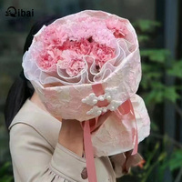 Bolsa Redonda para Ramos de Flores Qibai, Caja de Embalaje de Flores de Papel con Laminación Mate y Tipo de Carpeta de Relieve