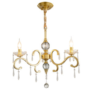 Lustre en fer pour salon de style campagnard américain, luminaire pour salle à manger et chambre de villa, lampe suspendue en cristal de style européen simple - Product Image 4