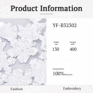 Di alta qualità di lusso in rilievo tessuto netto all'ingrosso 100% poliestere multicolore ricamo su tessuto di maglia per abito da sposa - Product Image 4