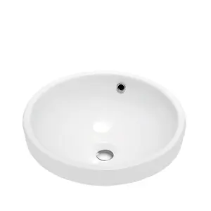 Vente en gros lavabo de salle de bain de couleur blanche sanitaire en céramique de luxe lavabo rond en céramique d'art