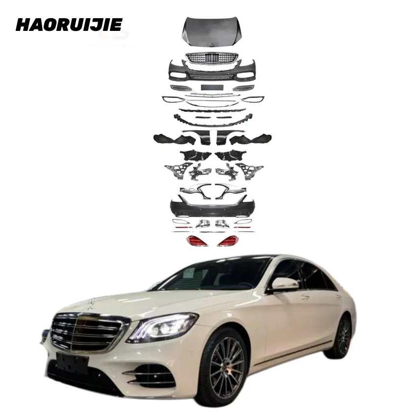 W221 Nâng Cấp Để W222 Cơ Thể Kit Đối Với Mercedes Benz W221 S Class Nâng Cấp W222 Maybach Đầy Đủ Bodykit Đèn Pha Mui Xe Facelift