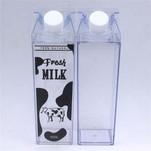 Wholesale Custom Transparent PS 500Ml-1000Ml <b>Milk</b> Carton BPA Free Clear Reusable Bottle Direct Drinking <b>Milk</b> <b>Box</b> Bottle - Product Image 5