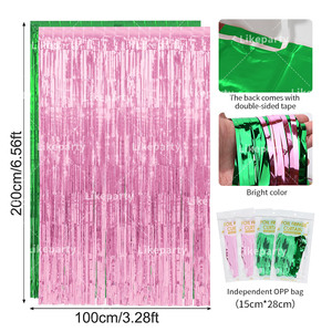 Enchanted Plain and Laser Dual-Tone Pink & Green Witch's Foil Fringe Curtain - 1x2m para decoración <span class=keywords><strong>de</strong></span> fiesta temática mágica - Product Image 2