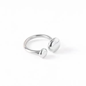 Mode Doppel kugel Perle Open Band Ring PVD vergoldet Edelstahl Fingerringe Anpassen Versprechen Verlobung Eheringe - Product Image 2