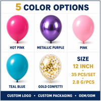 Ensemble de ballons confettis Feile brillants rose, bleu, violet, turquoise, rose vif, or métallisé pour anniversaire de filles, baby shower, mariage, fête nuptiale