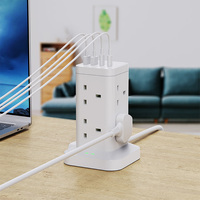 Rallonge de multiprise britannique avec 8 prises 3250W 13A multiprise PD20W USB-C et 2 USB-A QC 3.0 extension de prise multi-alimentation