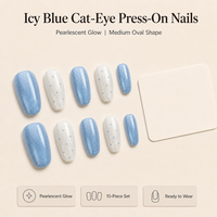 Faux ongles à presser T1971 Kaixin Factory, finition brillante nacrée, ellipse moyenne, motif français bleu à pois, pour la décoration des ongles, fournisseurs