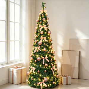 Árbol de Navidad Telescópico Plegable de Alta Calidad de 180 cm con Pantalla LED, Luz Blanca Cálida, Pre-Decorado, en Forma de <span class=keywords><strong>Pagoda</strong></span>, para Interiores - Product Image 2