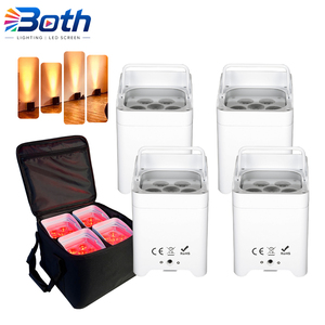 4pcs with bag Portable Wireless LED Par Light 6x18W RGBWA+UV Rechargeable WiFi APP <b>Control</b> for Events - Product Image 1