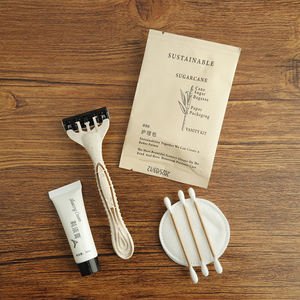 Kit d'articles de toilette d'hôtel 100% naturel, kit dentaire en paille, bonnet de douche en amidon de riz, jetable, portable, écologique, voyage - Product Image 3