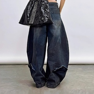 Nouveau Jean Femme Vintage Délavé à Taille Inversée Coupe Large Tendance - Product Image 2