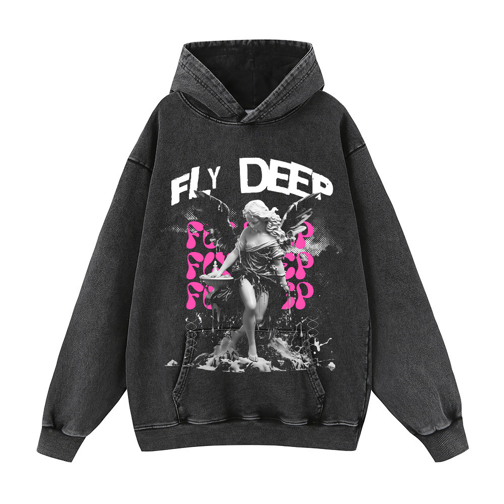Felpa con cappuccio a fiori fritti