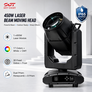 Projecteur laser mobile extérieur étanche IP65 450W 0,8 degré double prisme CMY 17 <span class=keywords><strong>couleurs</strong></span> 30 gobos DMX512 pour éclairage ciel - Product Image 1