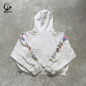 Sweat à capuche surdimensionné personnalisé avec fermeture éclair intégrale, en molleton épais, imprimé graphique intégral motif Saint, style streetwear, OEM ODM Marque Privée - Product Image 5