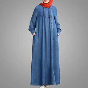 डेनिम पोशाक फैक्टरी थोक लंबी आस्तीन इस्लामी कपड़े नई मॉडल ठोस रंग मुस्लिम <span class=keywords><strong>Kebaya</strong></span> पोशाक प्लस आकार दुबई Abaya - Product Image 2