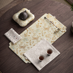 Alfombrilla de té con diseño de pez koi en brocado de estilo chino tradicional, tela retro, nuevo estilo chino, aislante térmico de doble cara y - Product Image 3