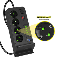 Multiprise EU 3000W avec support de charge sans fil, 4 prises CA, 4 ports USB, 2 ports Type C, affichage numérique, prise de bureau