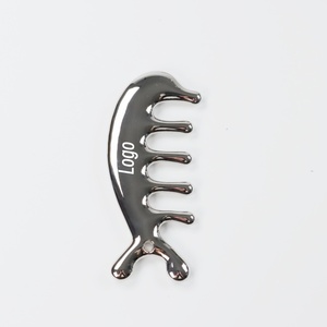 Herramienta Profesional de Masaje y Raspado de <span class=keywords><strong>Cabeza</strong></span> de Metal para Spa, Portátil, de Aleación de Zinc, Color Plateado, para Relajación Muscular y Crecimiento del Cabello, Peine Gua Sha - Product Image 6