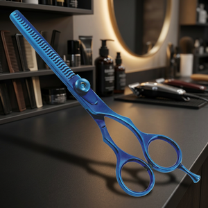 Ciseaux élégants pour coiffeur, 5 pièces, bleu foncé, amincissant, pour la coiffure, barbier professionnel - Product Image 3