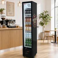 Réfrigérateur commercial à porte vitrée avec affichage numérique vertical ultra-fin et refroidissement par compresseur