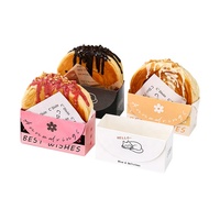 Boîte de boulangerie personnalisée Bagel Scoop pour croissants ronds pliable avec logo imprimé manchon gaufré papier Mini Burger Churro Box manchon en papier