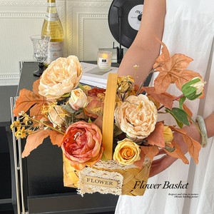 Panier de fleurs en soie tissé à la main, arrangements floraux artificiels, <span class=keywords><strong>d</strong></span>écoration de salon, table à manger, vases à fleurs - Product Image 4