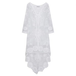HDJ <b>Lace</b> <b>Cover</b> <b>Up</b> Plus Size Maxi Beachwear V Neck Batwing Sleeve Chiffon Swimwear 88021 - Product Image 2