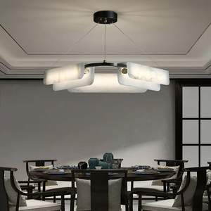 Candelabro de alabastro moderno y nuevo, restaurante creativo, luz Rectangular de lujo, todo cobre, sala de estar, dormitorio, luz de estudio - Product Image 3