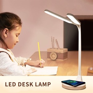 <b>LED</b> Desk Lamp with Wireless Charger Gooseneck Adjustment <b>Table</b> Lamp Touch Control Night <b>Light</b> Double <b>Light</b> Area for Home Office - Product Image 3