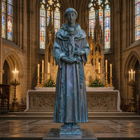 Statue de Saint Antoine avec l'Enfant Jésus en bronze coulé sur mesure, taille réelle, pour jardin