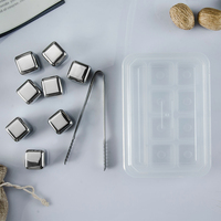 8 Cubes de congélation en pierre à whisky, pour Bar, Restaurant, glace réutilisable en acier inoxydable, avec Tongs et plateau de rangement
