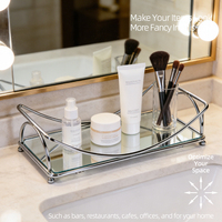 Nampan rias modern berlapis krom, berbentuk persegi panjang, organizer kamar mandi, nampan dekoratif untuk kosmetik & perhiasan